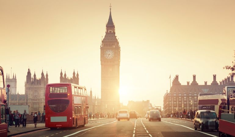 View of Big Ben and Westminster Bridge in London