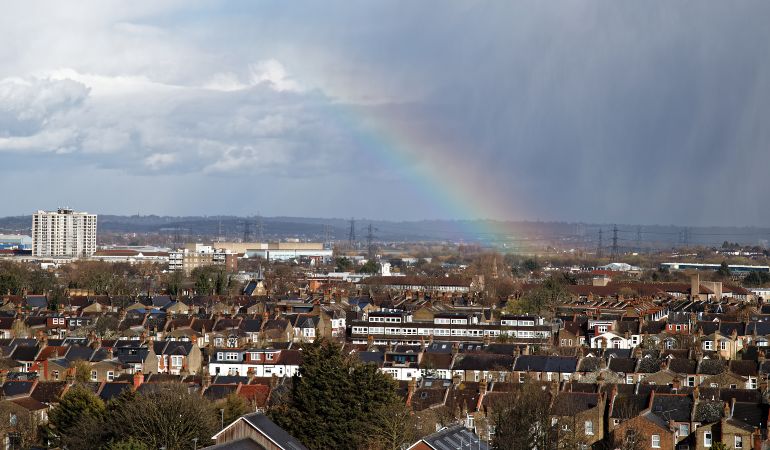 A rainbow over North London