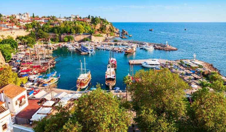 Port in Antalya old town or Kaleici in Turkey