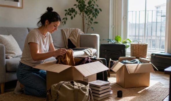 Illustration representing what to pack when moving abroad